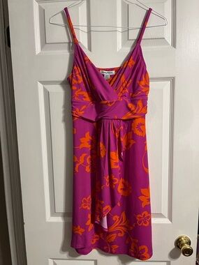 Tommy Bahama San Lucia Draped Sundress Pink Orange Tropical Floral Medium